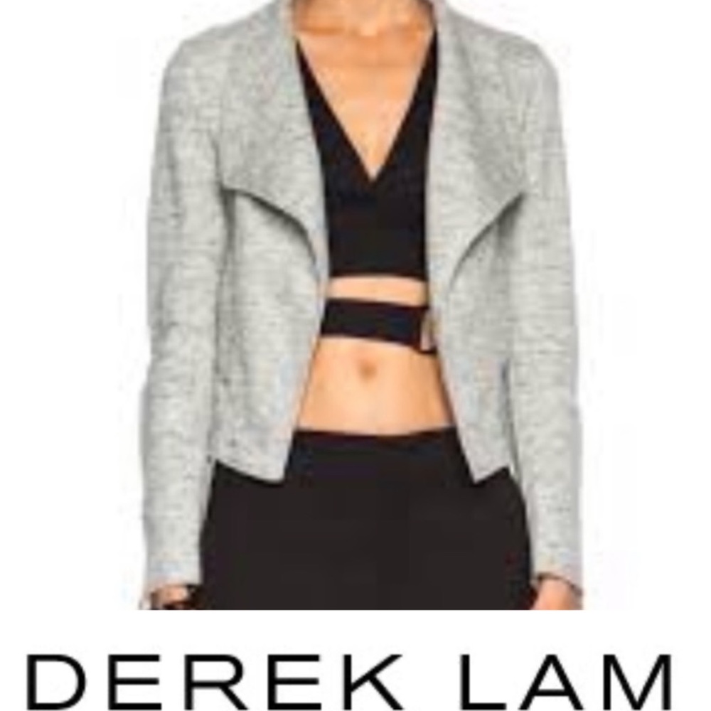 Derek Lam Biker Jacket Gray Open Back Long Sleeves Size 4 Preowned